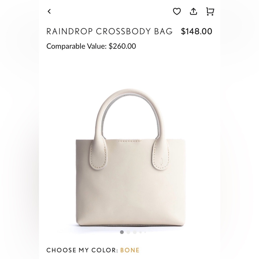 Portland Leather Small Raindrop Crossbody Bag in Bone - Picture 5 of 11